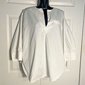 Nomia Shirt Women Small Oversized Cotton Minimalist Tunic Luxury Top Made in USA